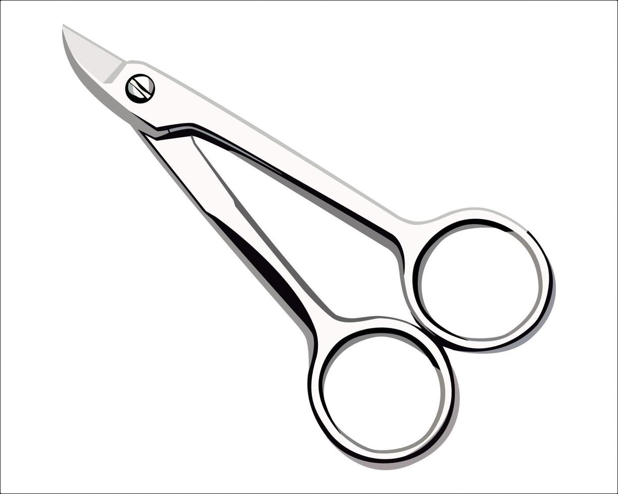 Vector Illustration of Wire Cutting Scissors for cutting sutures in preparation for removal isolated on white background. Gardening hand tools