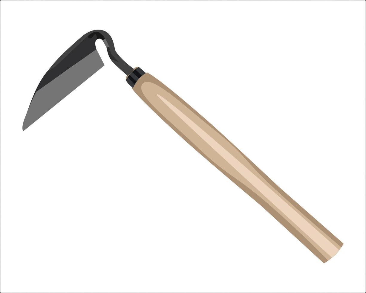 Vector Illustration Weeding Hoe isolated on white background. Carpentry hand tools.