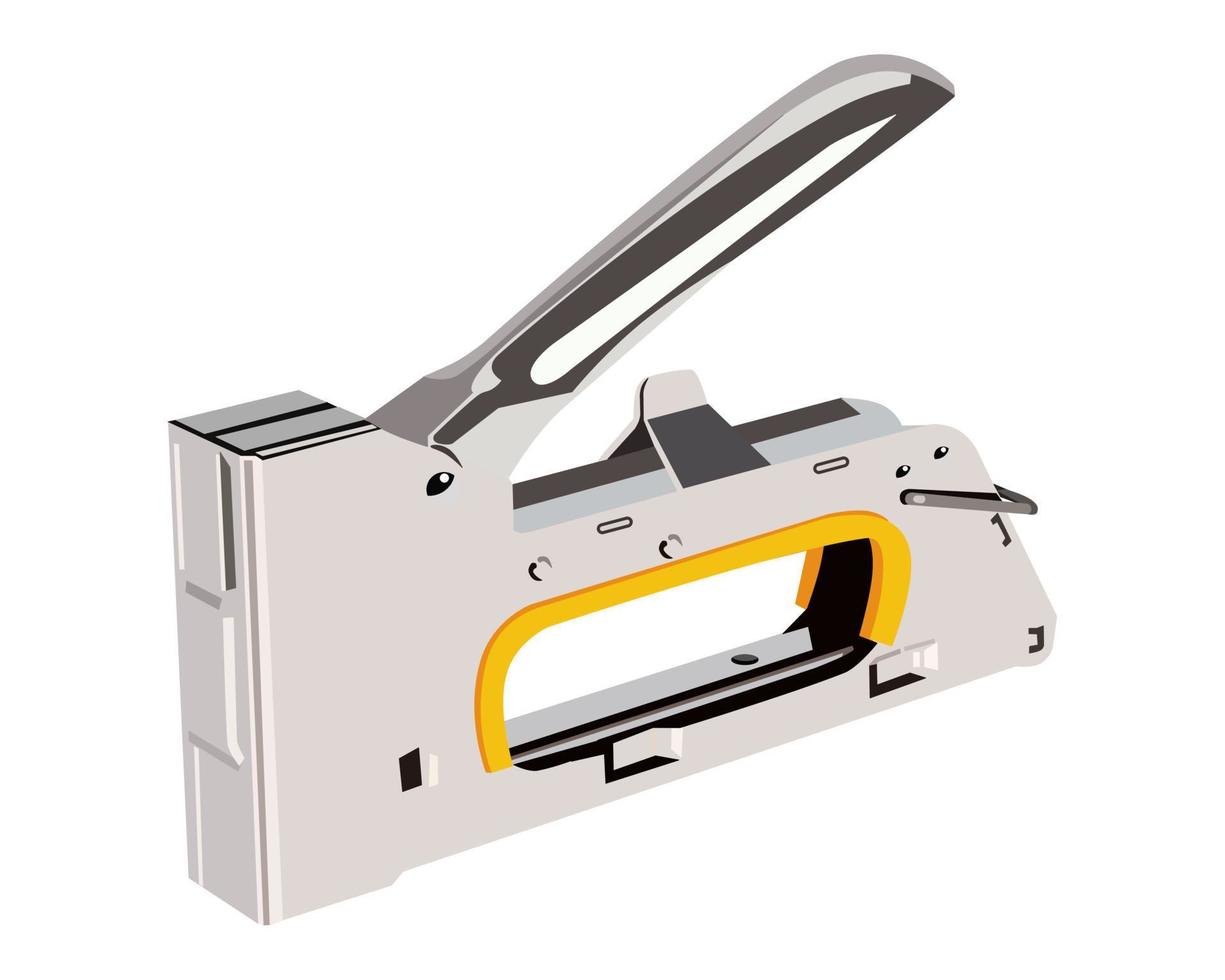 Vector Illustration Staple Gun isolated on white background. Carpentry hand tools.