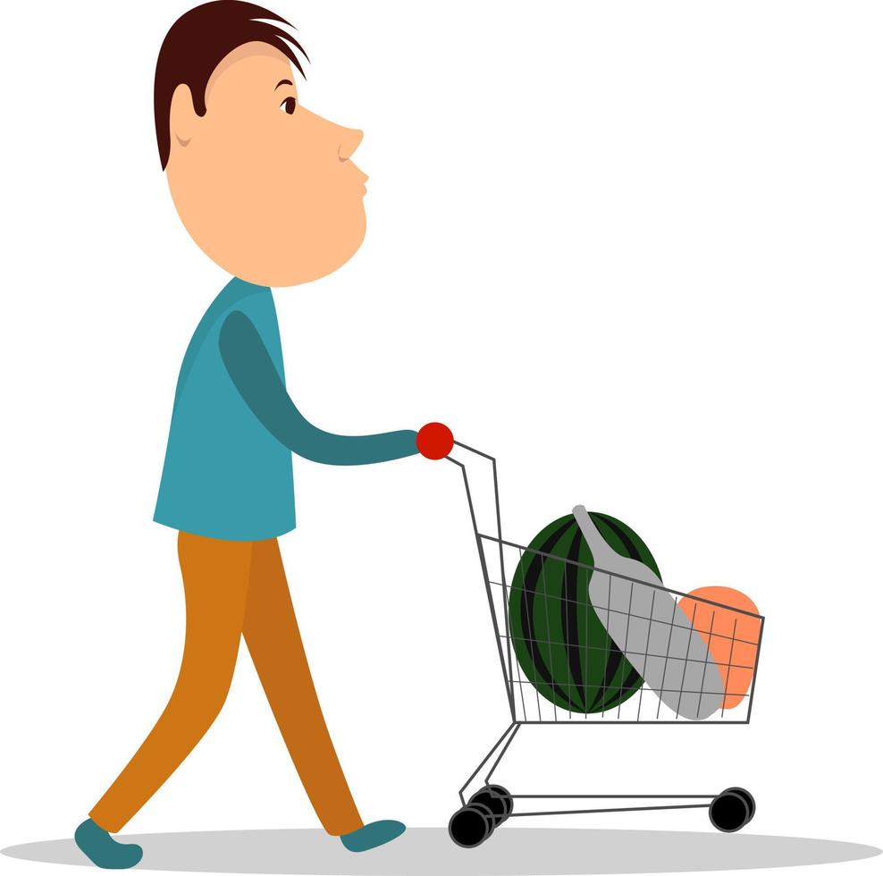 Man at shopping centre, illustration, vector on white background