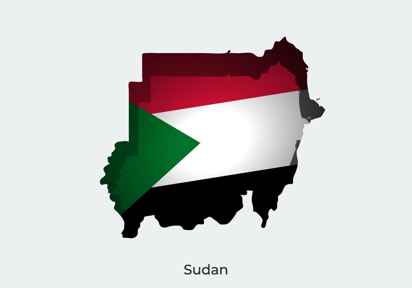 Sudan flag. Paper cut style design of official world flag. Map concept. Fit for banner, background, poster, anniversarry template, festival holiday, independent day. Vector eps 10