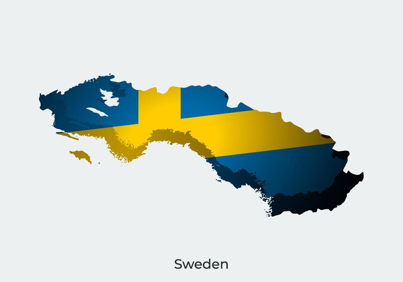 Sweden flag. Paper cut style design of official world flag. Map concept. Fit for banner, background, poster, anniversarry template, festival holiday, independent day. Vector eps 10