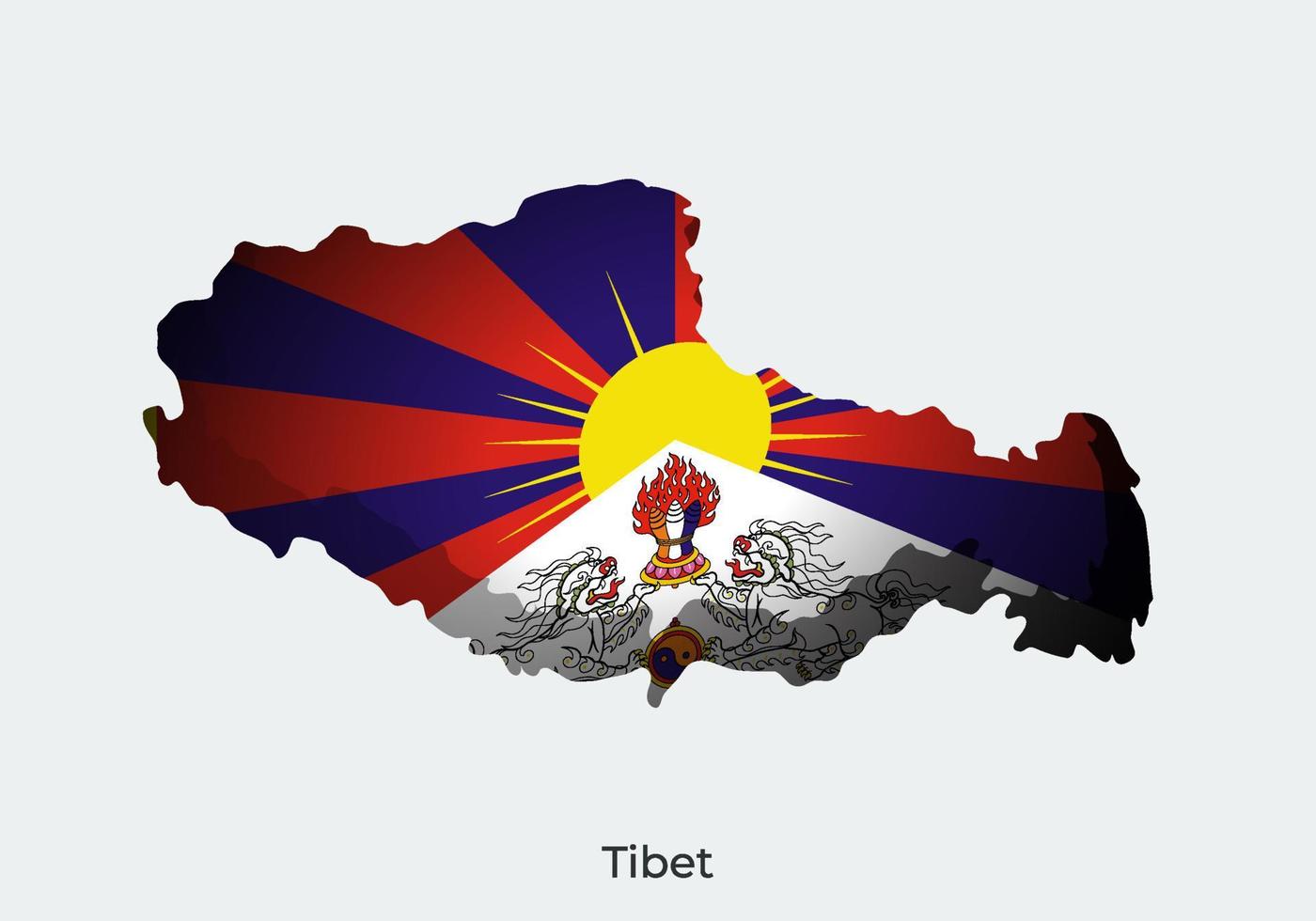 Tibet flag. Paper cut style design of official world flag. Map concept. Fit for banner, background, poster, anniversarry template, festival holiday, independent day. Vector eps 10