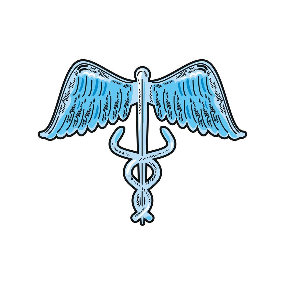 caduceus medical icon vector