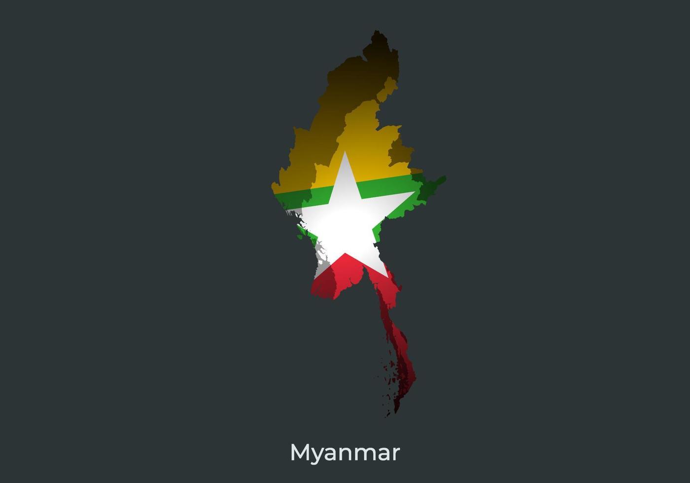 bandera de myanmar diseño de estilo de corte de papel de la bandera mundial oficial. apto para pancarta, fondo, afiche, plantilla de aniversario, festividad festiva, día independiente. pasos vectoriales 10 vector