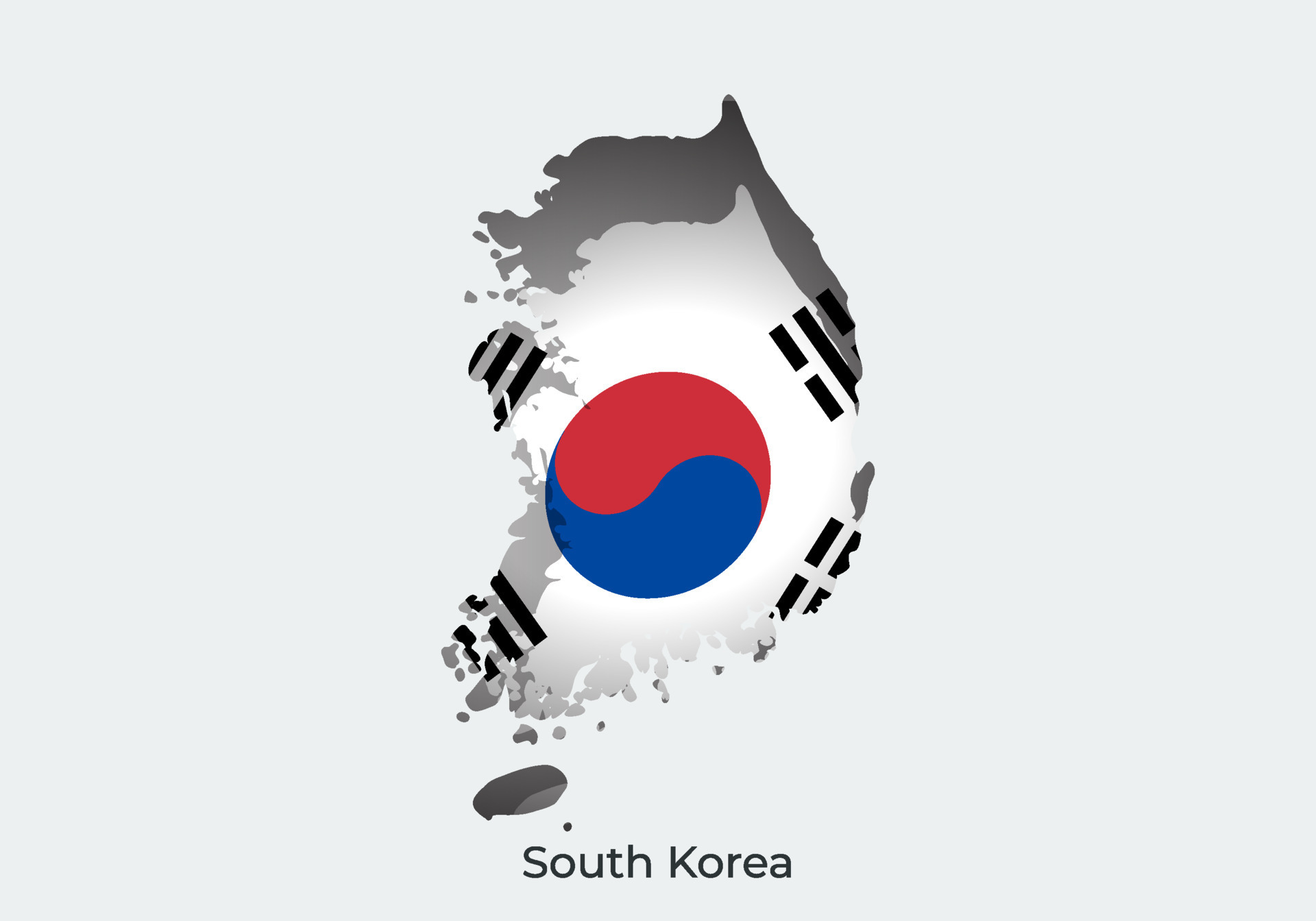 bandera de corea del sur. diseño de estilo de corte de papel de la