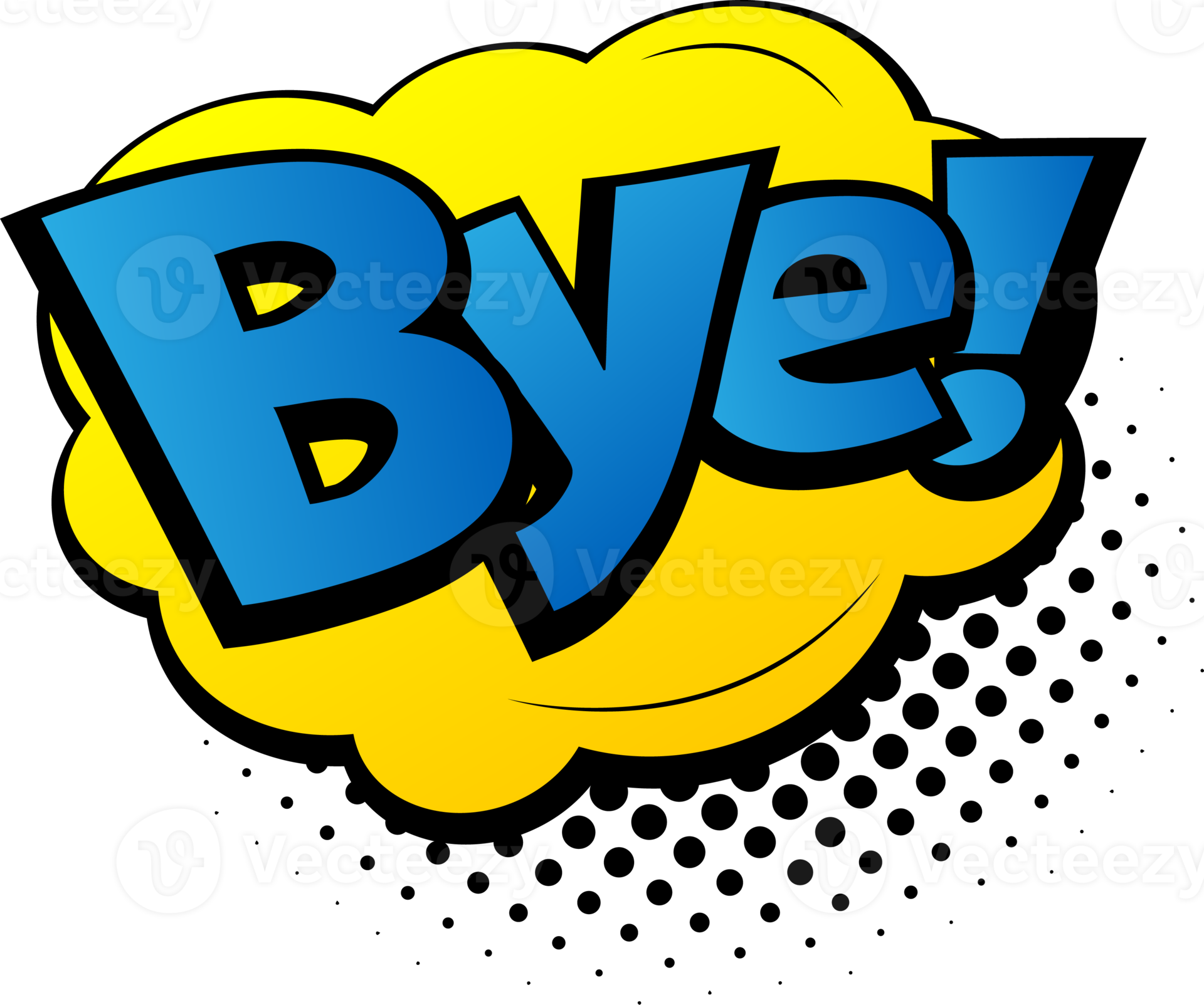 Comic lettering Bye Comic speech bubble with emotional text Bye