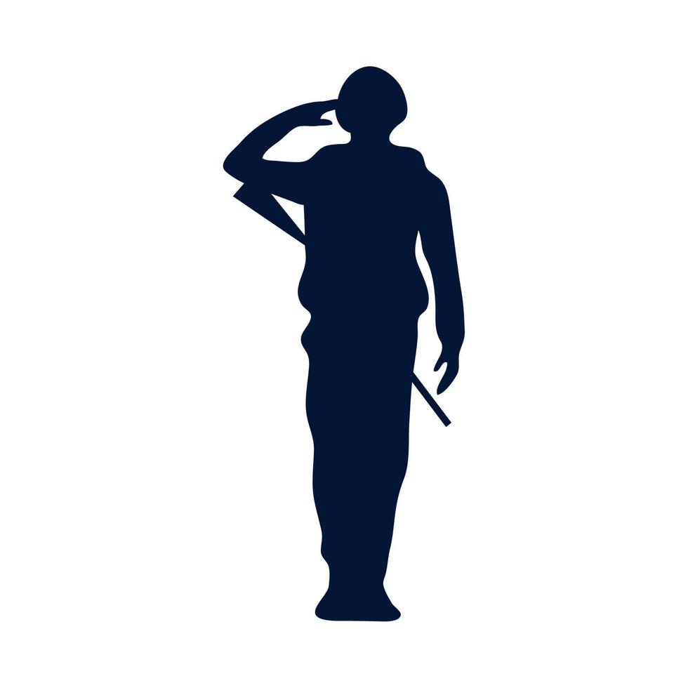 silhouette saluting soldier vector