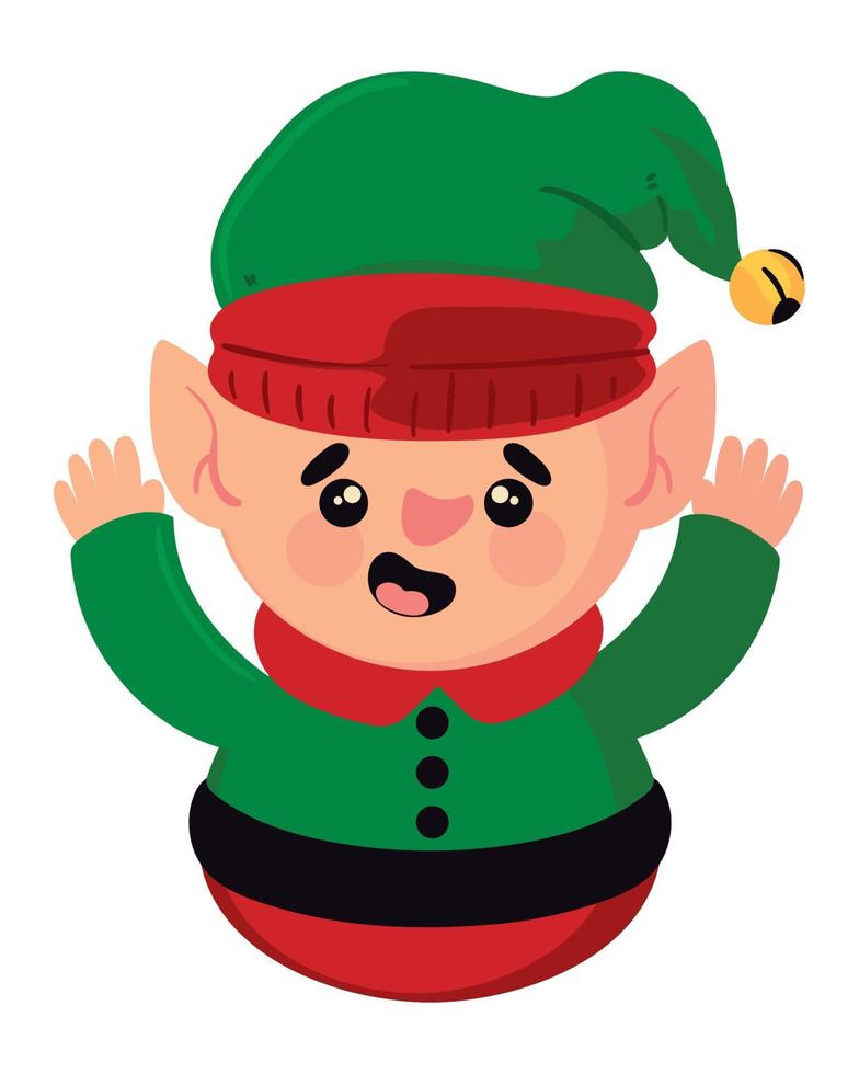 happy elf christmas character vector