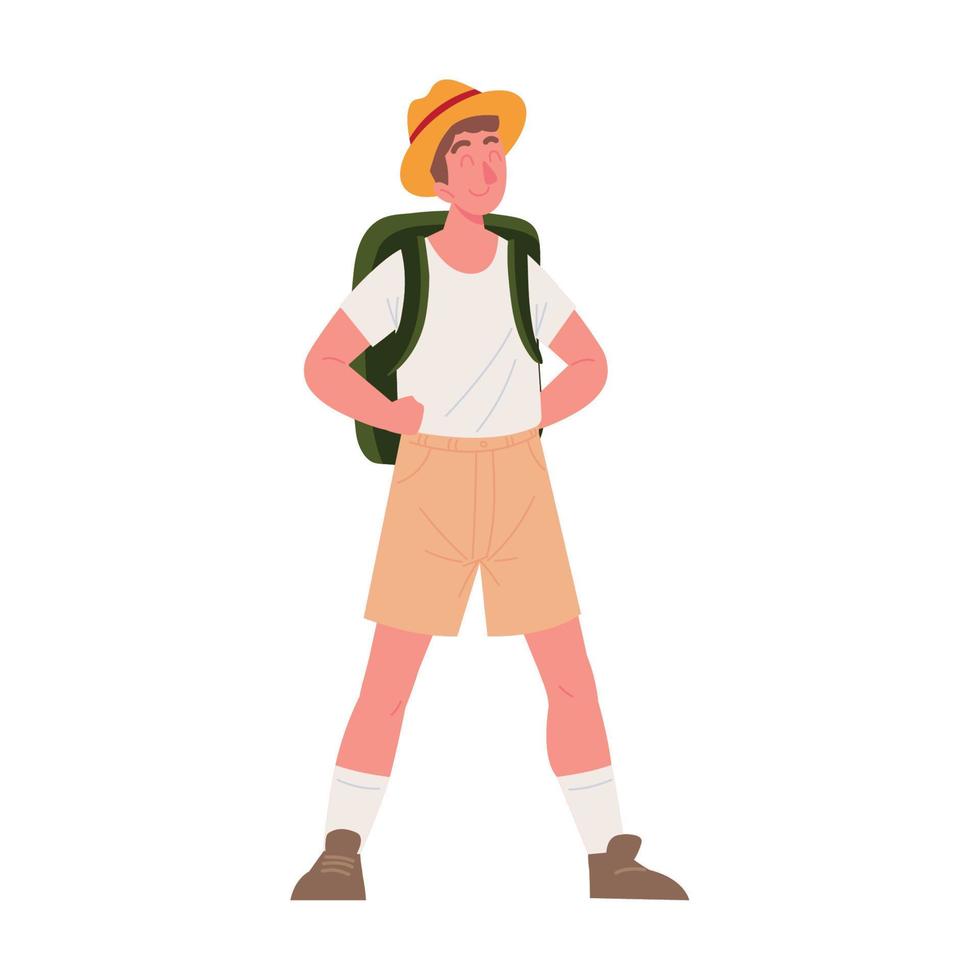 traveler man with backpack vector