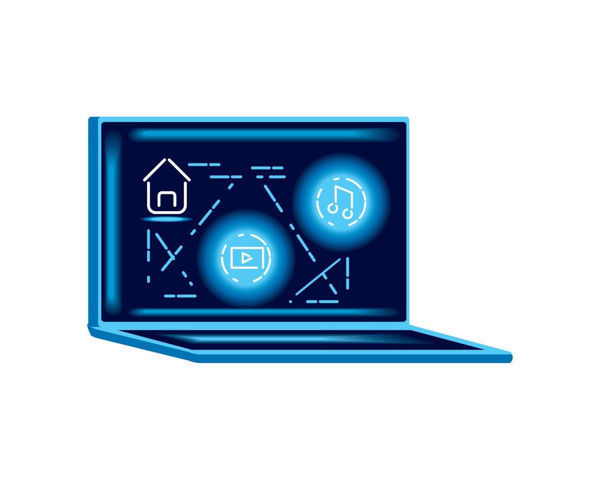 smart home with laptop vector