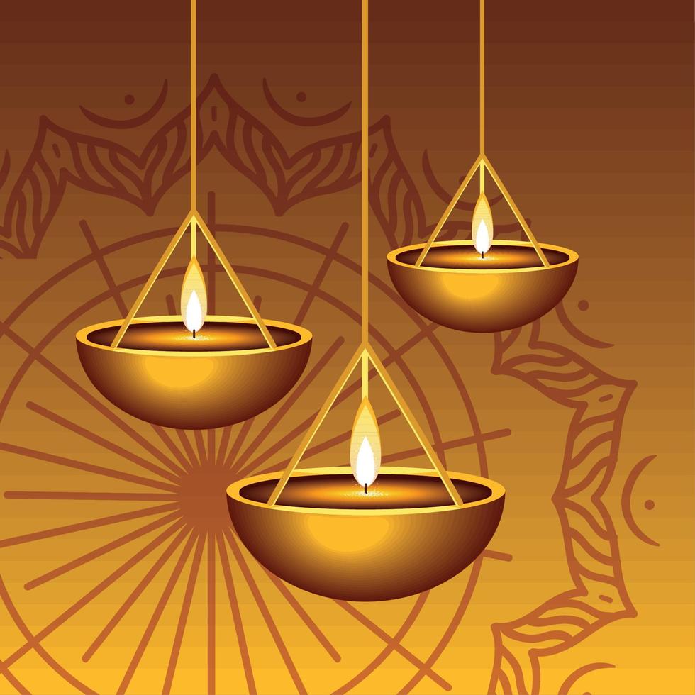 diwali hanging lamps vector