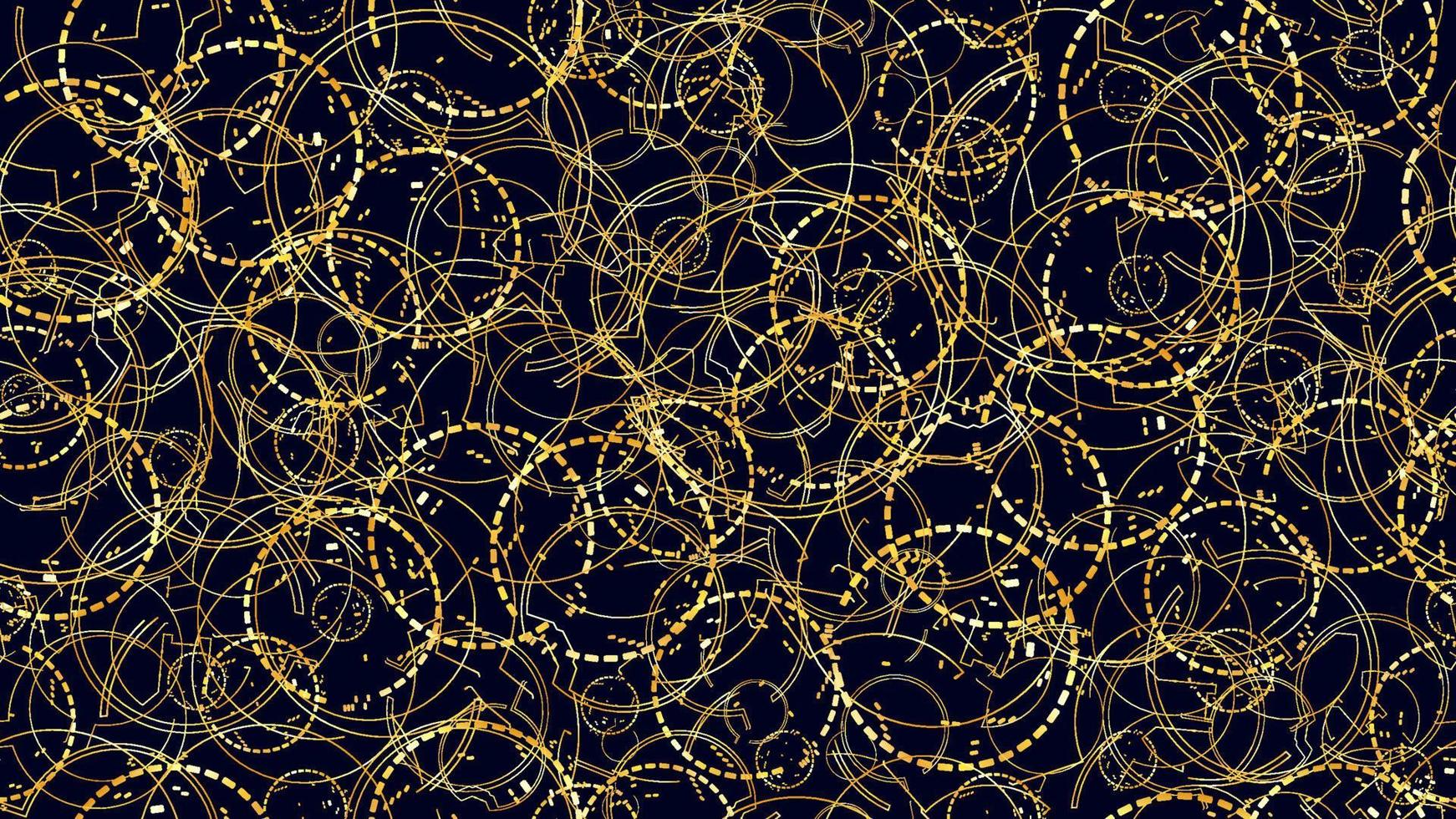 Modern seamless geometric pattern of digital golden rings with different sizes. Vector illustration.