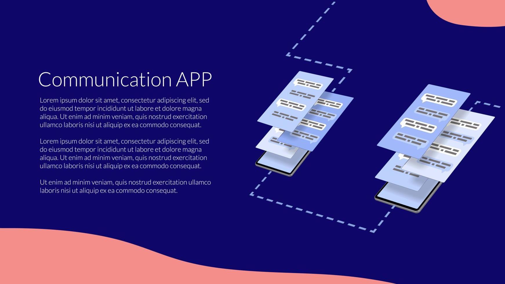 aplicaciones móviles para la comunicación. programas para mensajes en smartphones. plantilla para un sitio web o banner. eps10 vectoriales. vector