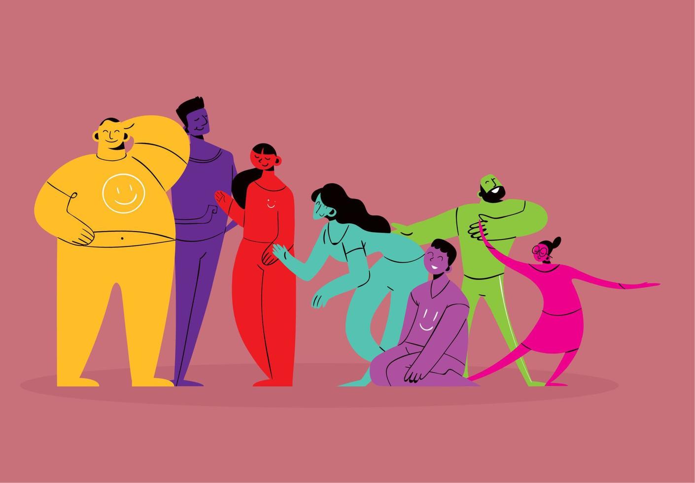 happy group people vector