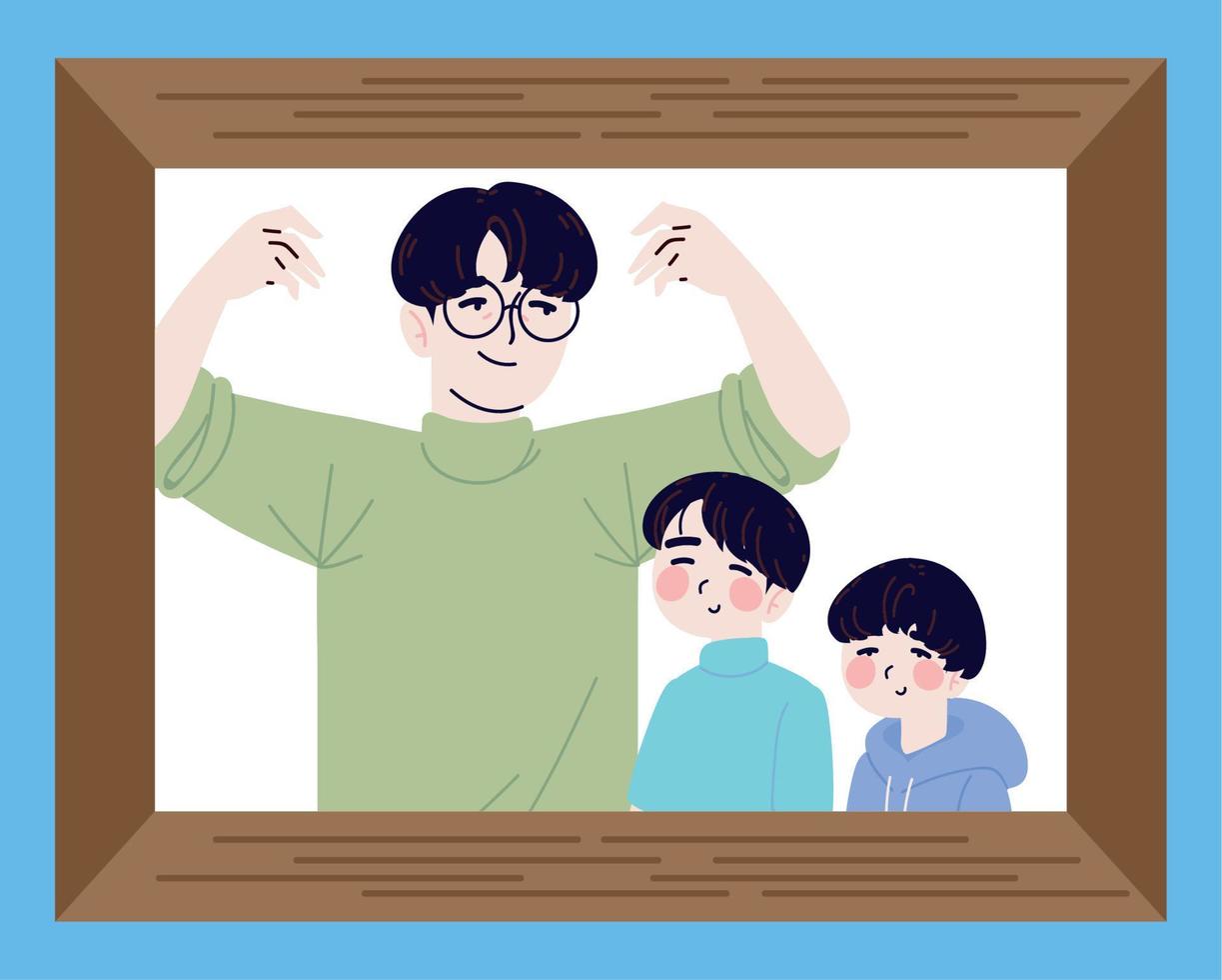 happy family korean vector