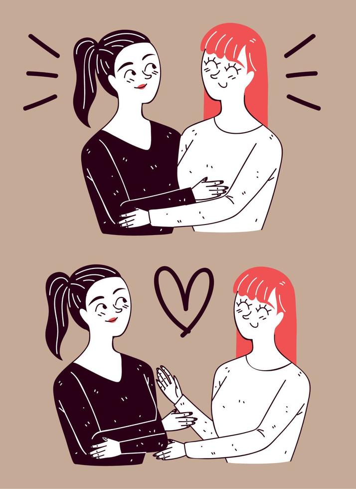 personaje de parejas lesbianas vector