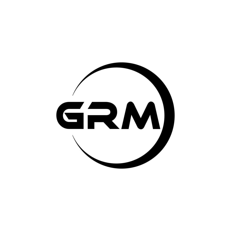 GRM letter logo design in illustration. Vector logo, calligraphy designs for logo, Poster, Invitation, etc.
