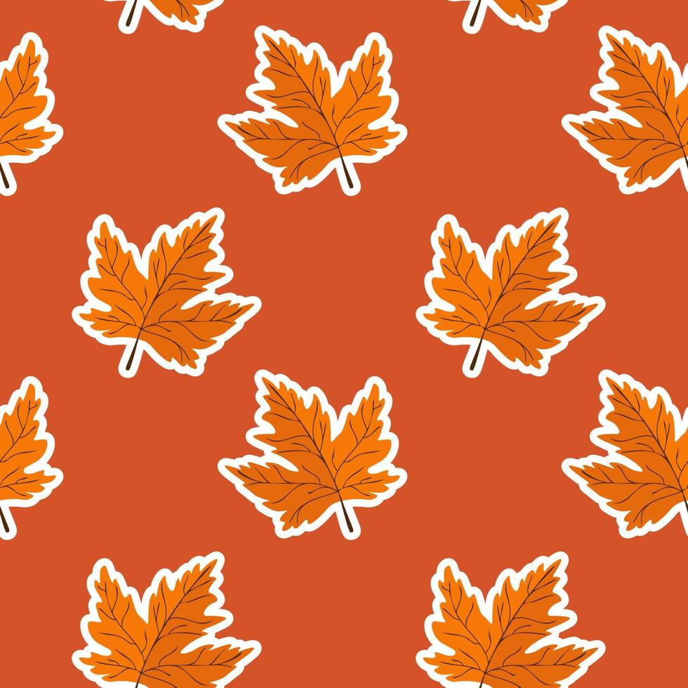 Seamless pattern with maple leaves on red background. Abstract autumn texture. Design for fabric, wallpaper, textile and decor. vector