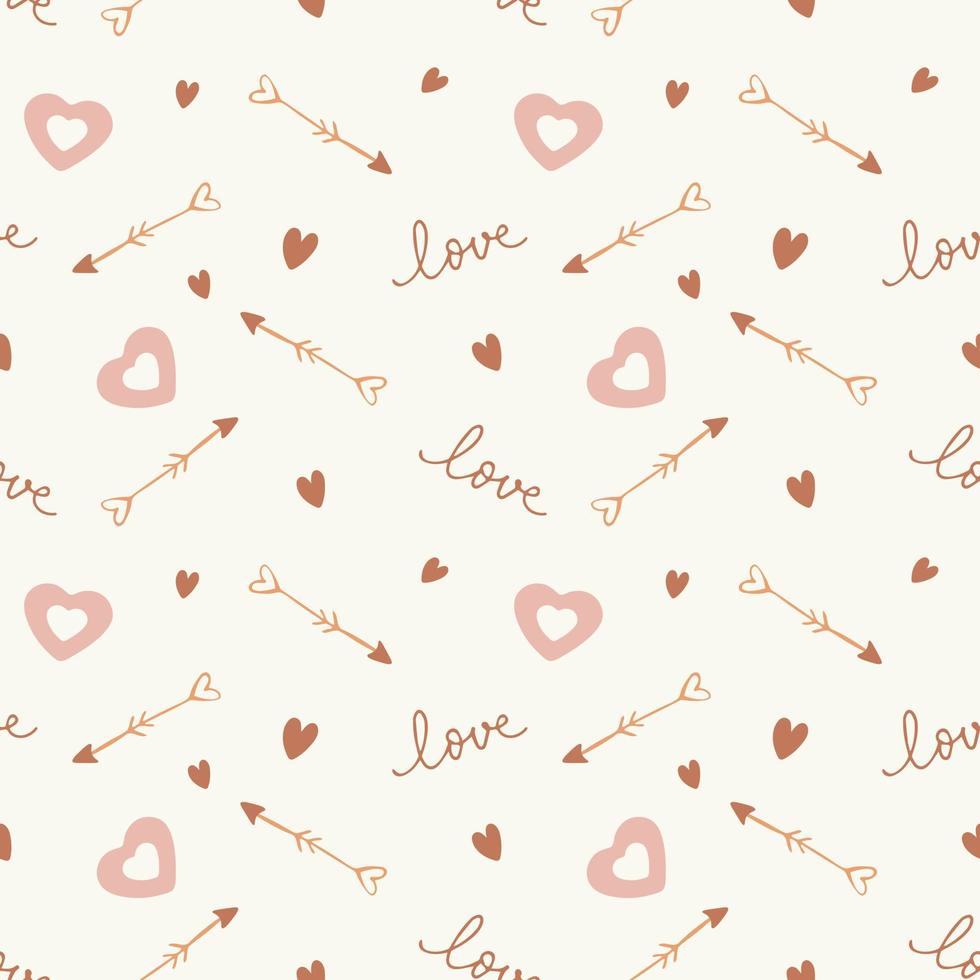 Lovely pattern with hearts and arrows. Vector holiday background. Valentine's Day. Gift wrap, print, cloth, cute background for a card.