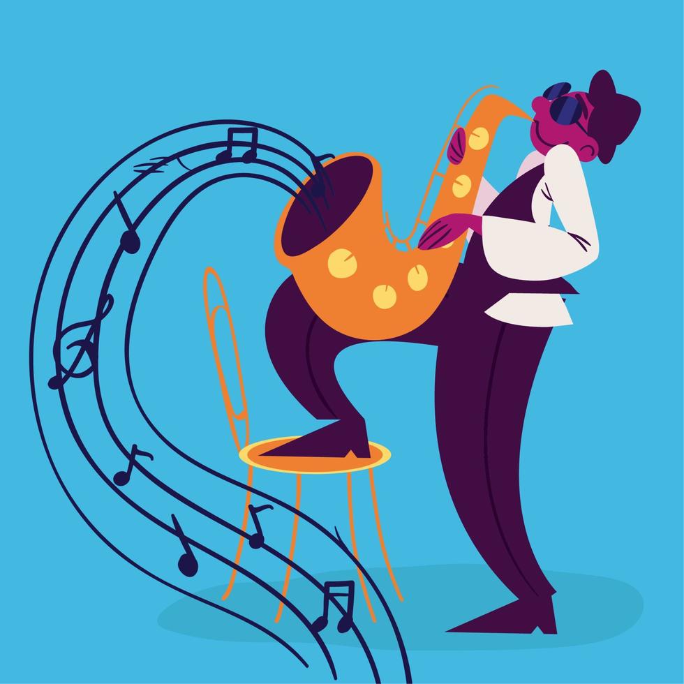 male musician with sax vector