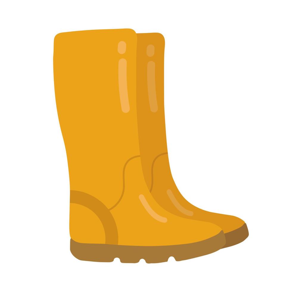 botas de goma amarillas en estilo de dibujos animados aisladas sobre fondo blanco. ilustración vectorial jardinería, otoño. vector