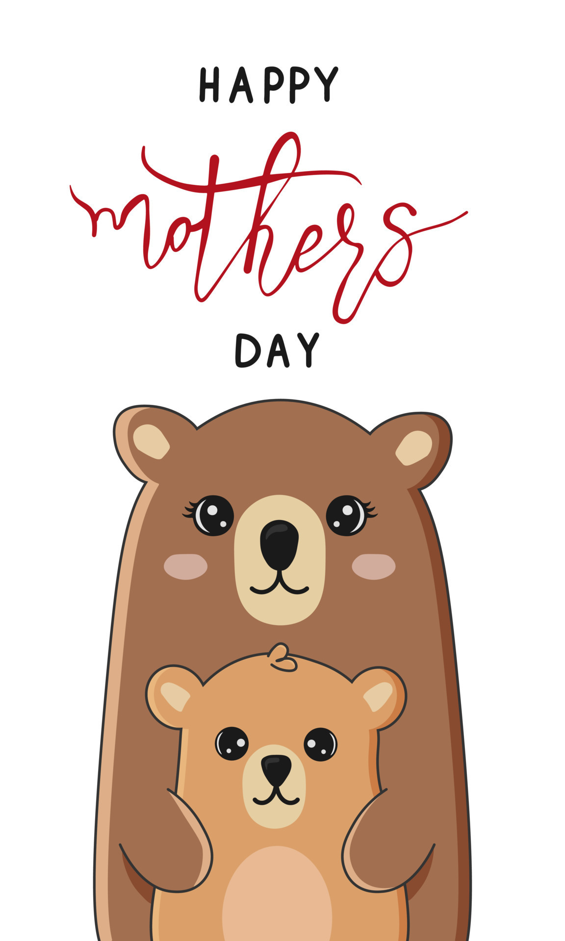 Happy Mother's Day Postcard. Vector cartoon illustration. Mom bear with a  child. Perfect for postcard, brochure, page, banner design. 13796781 Vector  Art at Vecteezy