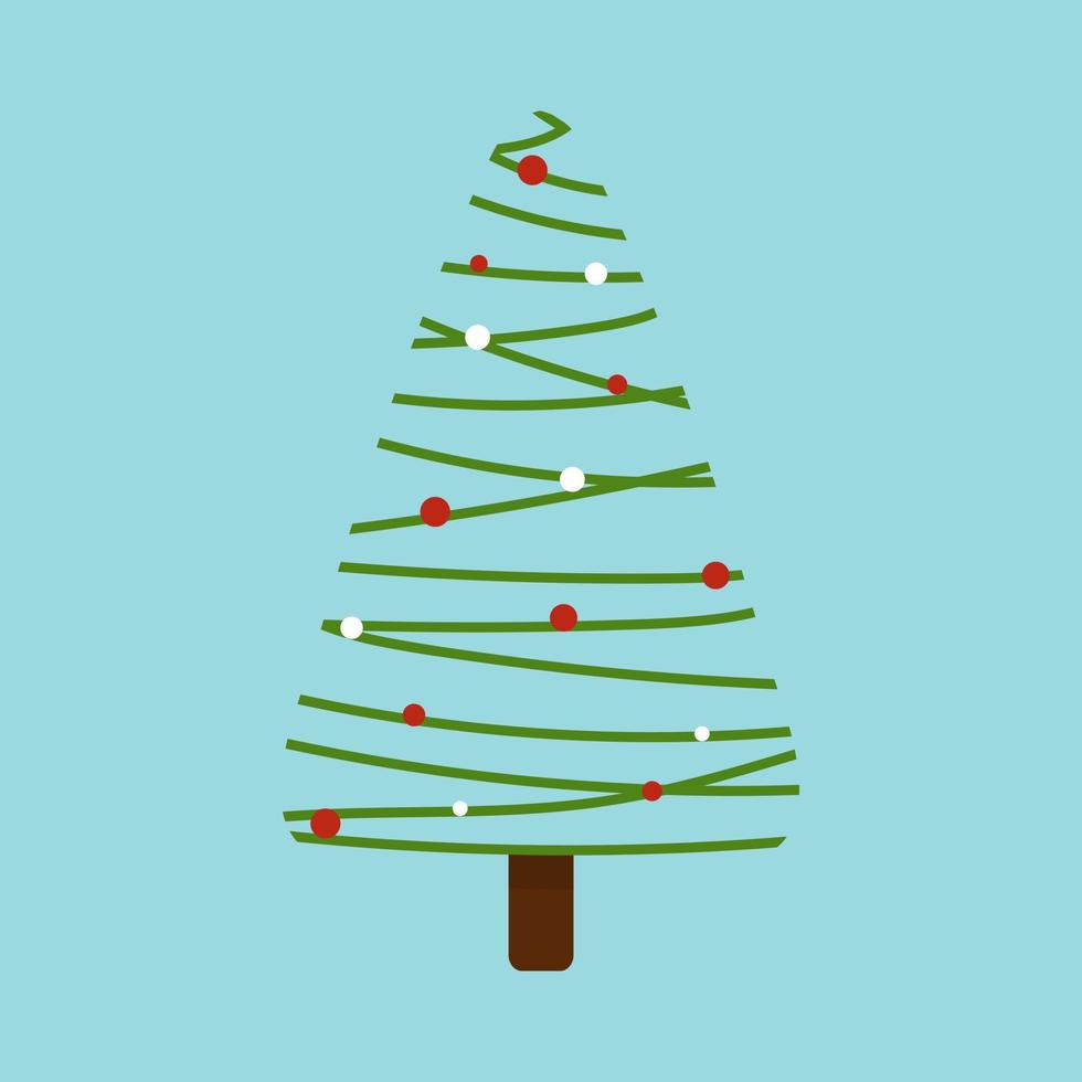 Christmas tree isolated on blue background. Vector illustration Christmas concept. Perfect for Christmas and New Year cards.