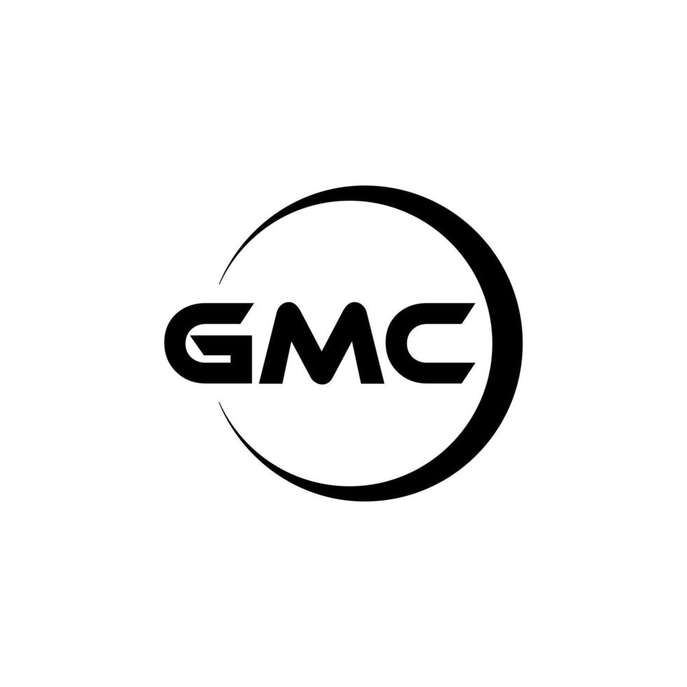 GMC letter logo design in illustration. Vector logo, calligraphy designs for logo, Poster, Invitation, etc.