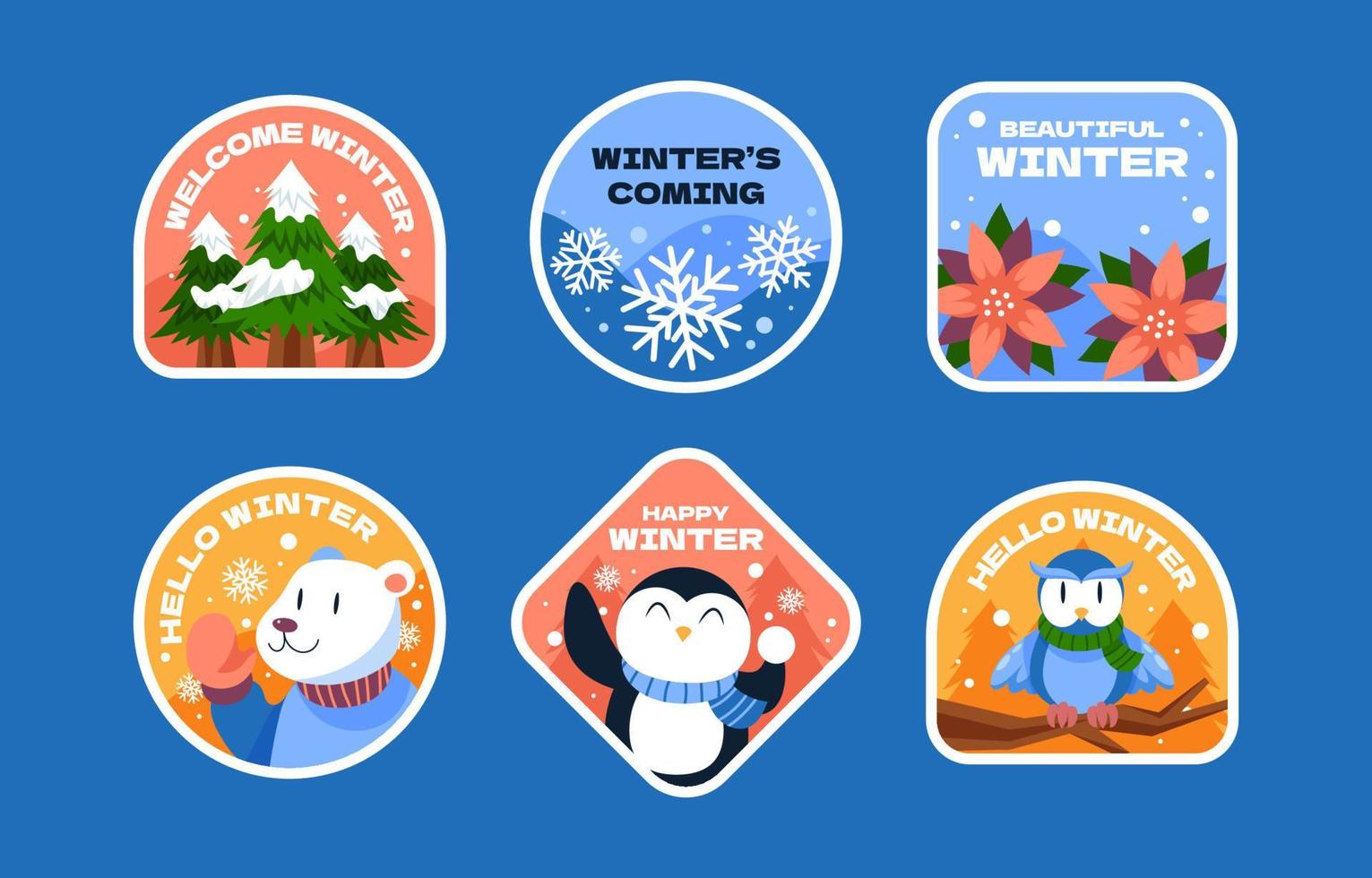Winter Nature Label Set vector