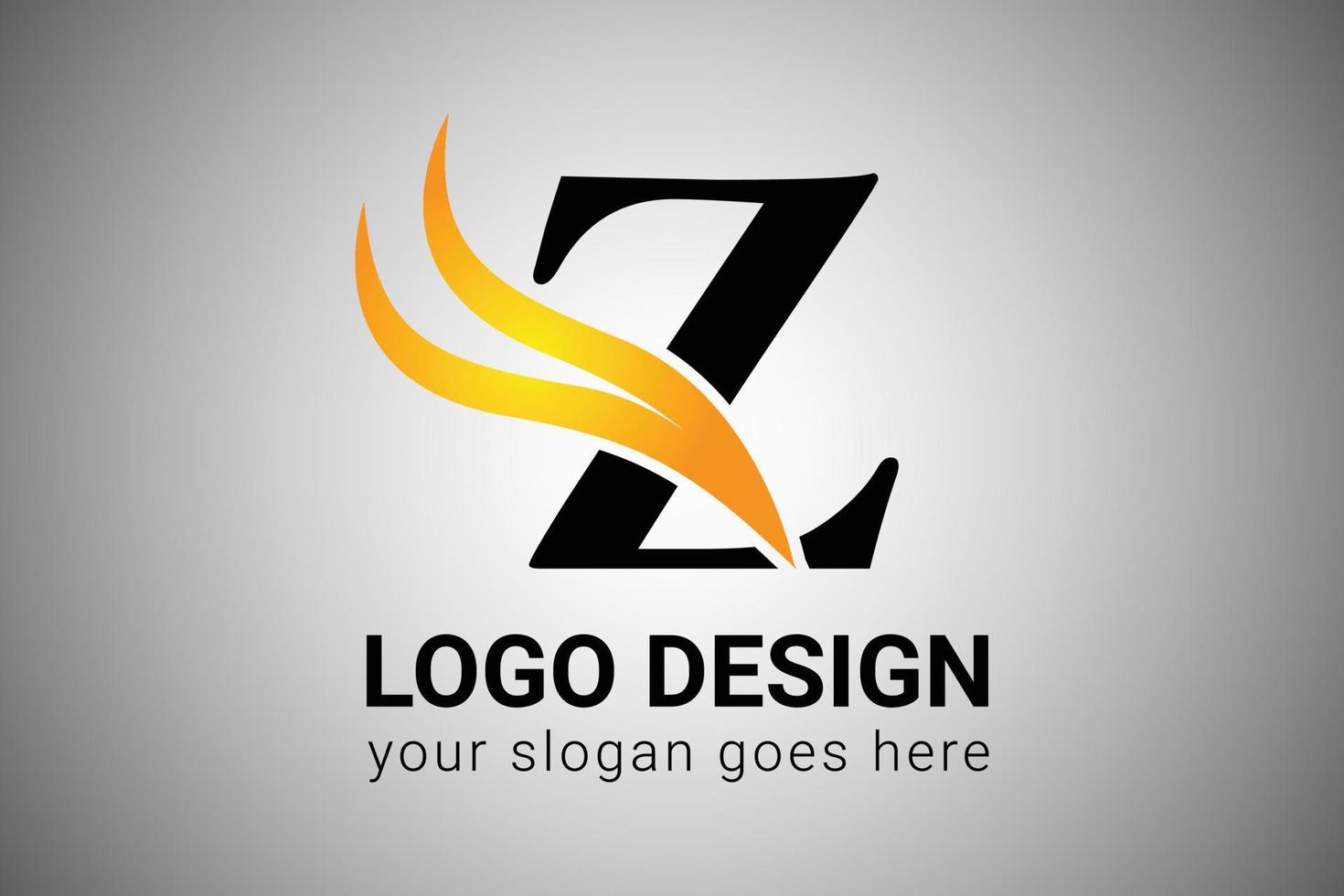 diseño del logotipo de la letra z con elegante ala minimalista amarilla y naranja. ilustración de vector de icono de swoosh de letra z creativa. diseño de logotipo de letra z con llamas de fuego e ilustración de vector naranja swoosh.