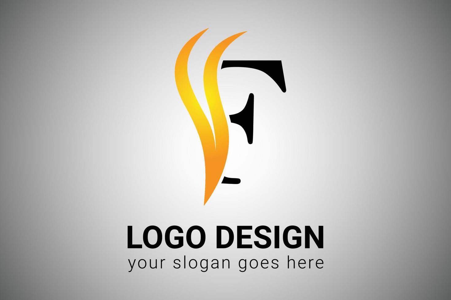 Letter F logo design with yellow and orange Elegant Minimalist Wing. Creative F letter Swoosh Icon Vector Illustration. F Letter Logo Design with Fire Flames and Orange Swoosh Vector Illustration.