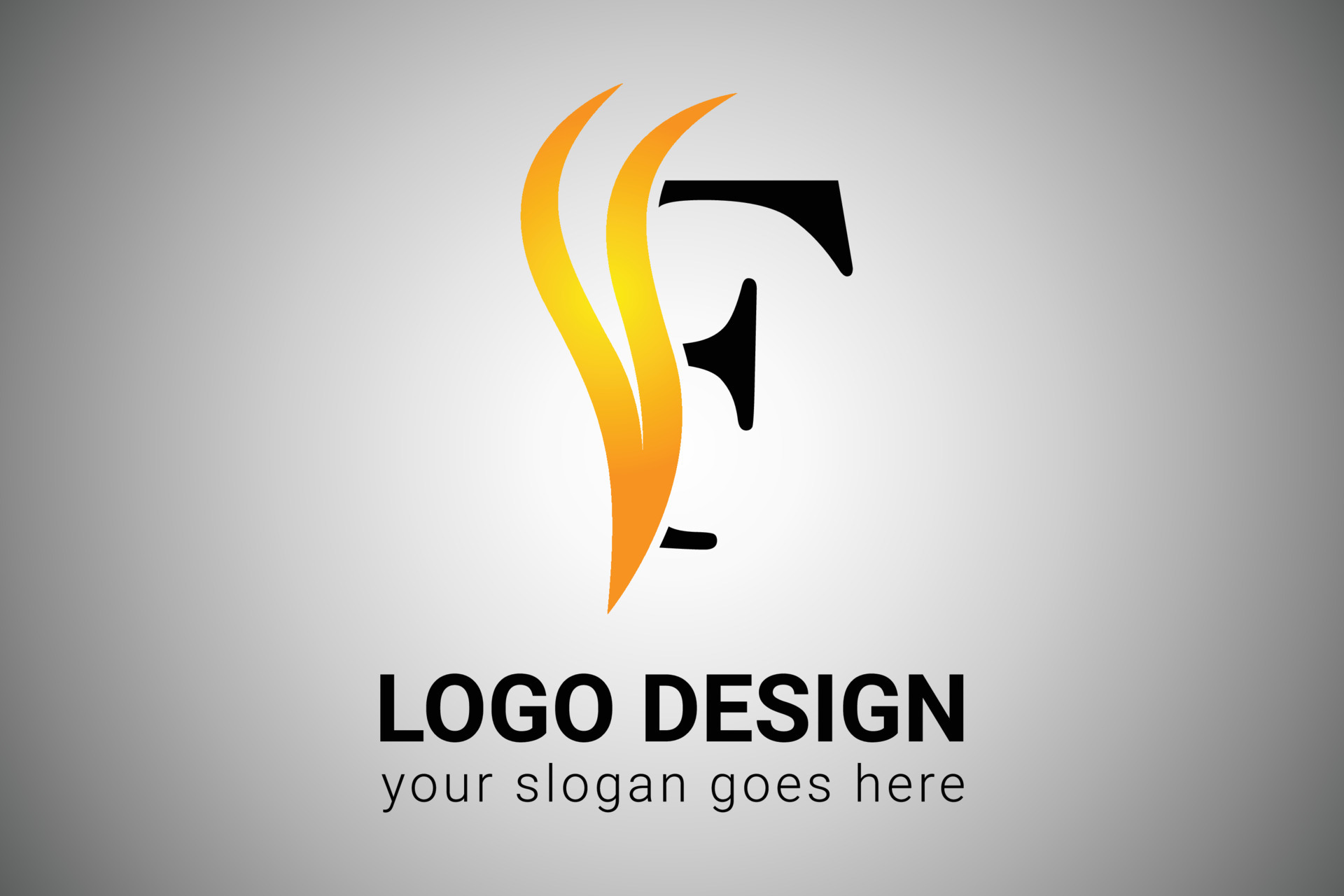 diseño del logotipo de la letra f con elegante ala minimalista amarilla