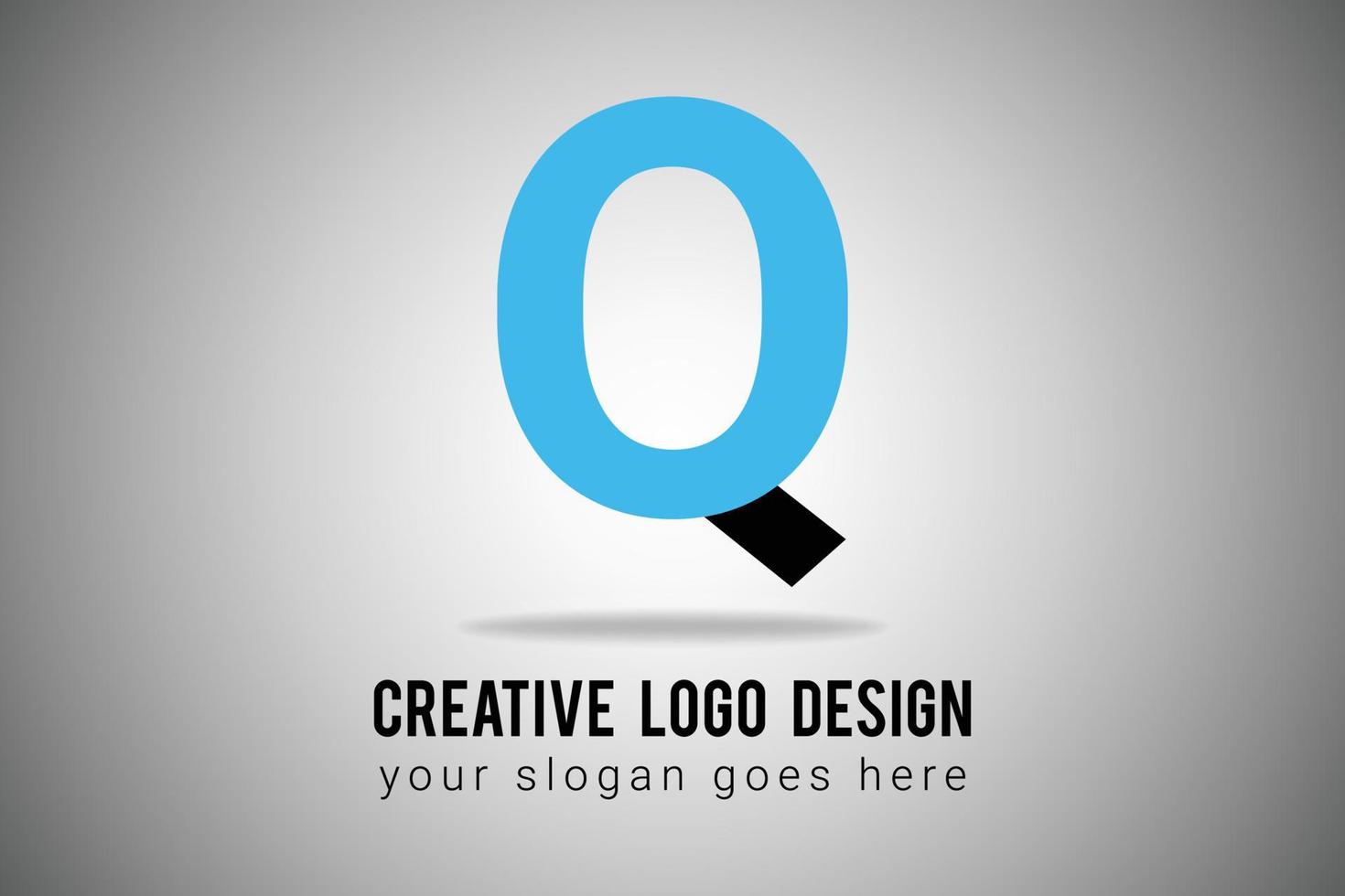 Letter Q Logo in blue and black Color minimal logo design. Creative Q letter Icon Vector Illustration.