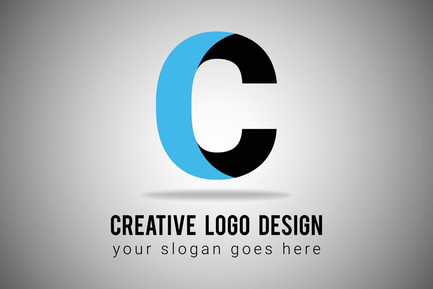 logotipo de la letra c en color azul y negro diseño de logotipo mínimo. ilustración de vector de icono de letra c creativa.