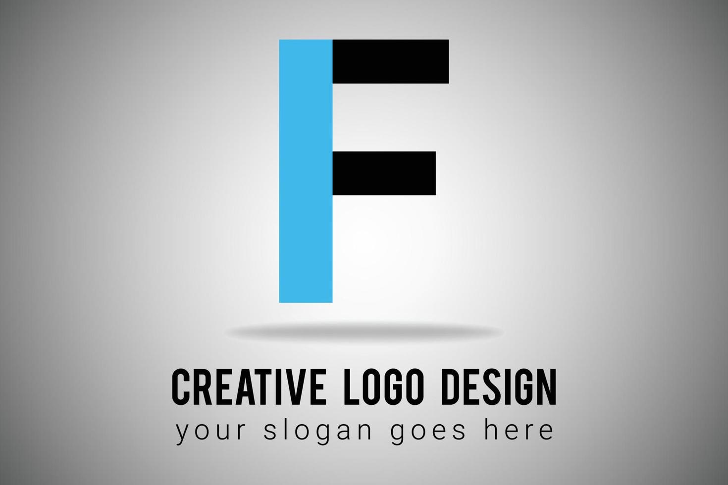 Letter F Logo in blue and black Color minimal logo design. Creative F letter Icon Vector Illustration.