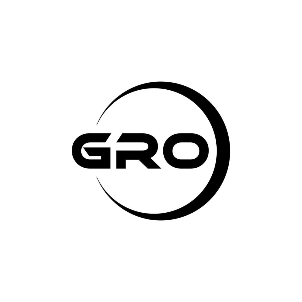 GRO letter logo design in illustration. Vector logo, calligraphy designs for logo, Poster, Invitation, etc.