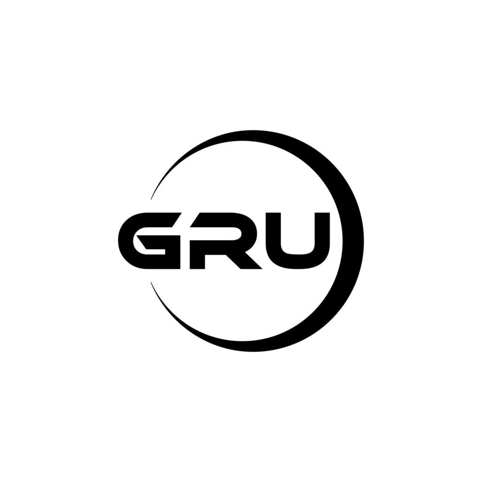 GRU letter logo design in illustration. Vector logo, calligraphy designs for logo, Poster, Invitation, etc.