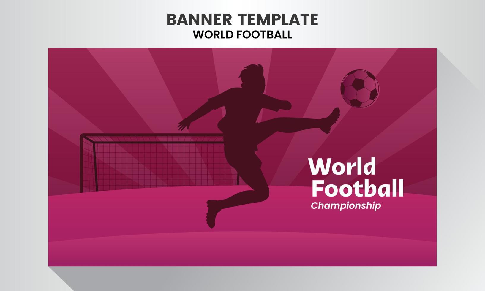 player football shooting silhouette banner background world football championship purple theme vector