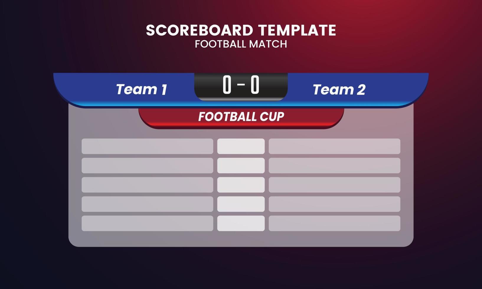 marcador de fútbol moderno y plantilla de fútbol gráfico de transmisión de estadísticas globales vector