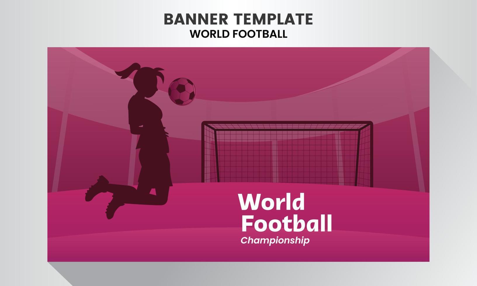 Young Girl player football silhouette banner background world football championship vector