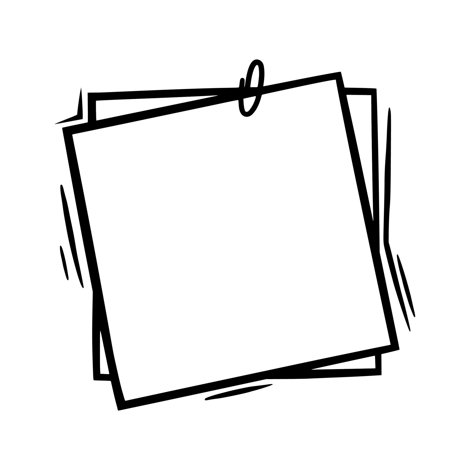 Doodle paper with paperclip. Empty sheets with clip for memos and