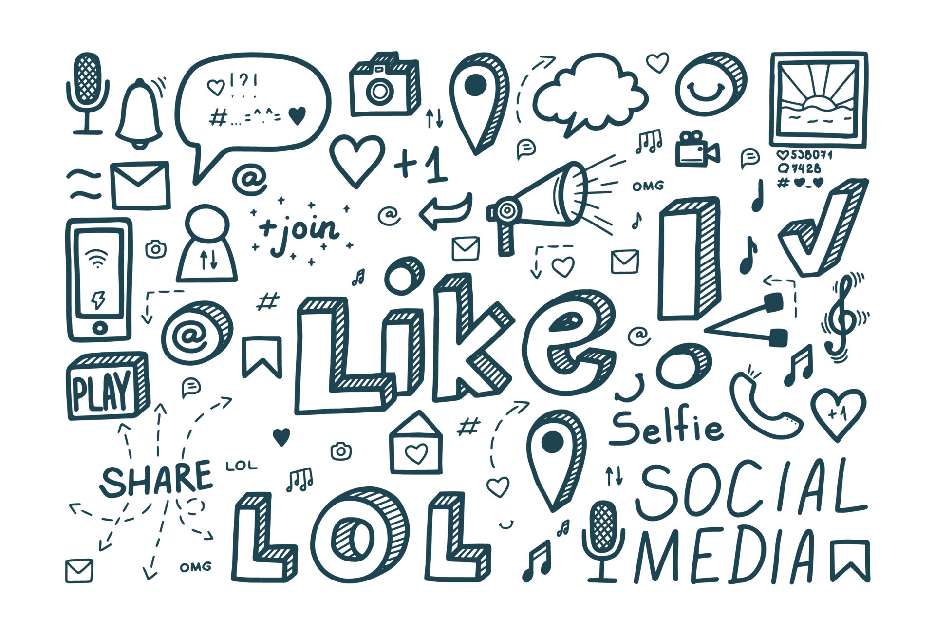 Social media doodle. Vector illustration in cute style 13797217 Vector