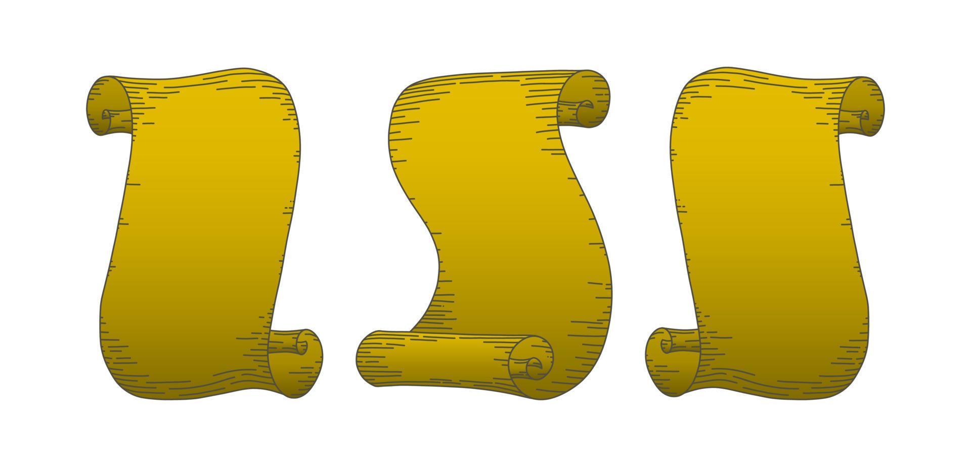 Parchment scrolls. Set of paper parchments isolated in white background