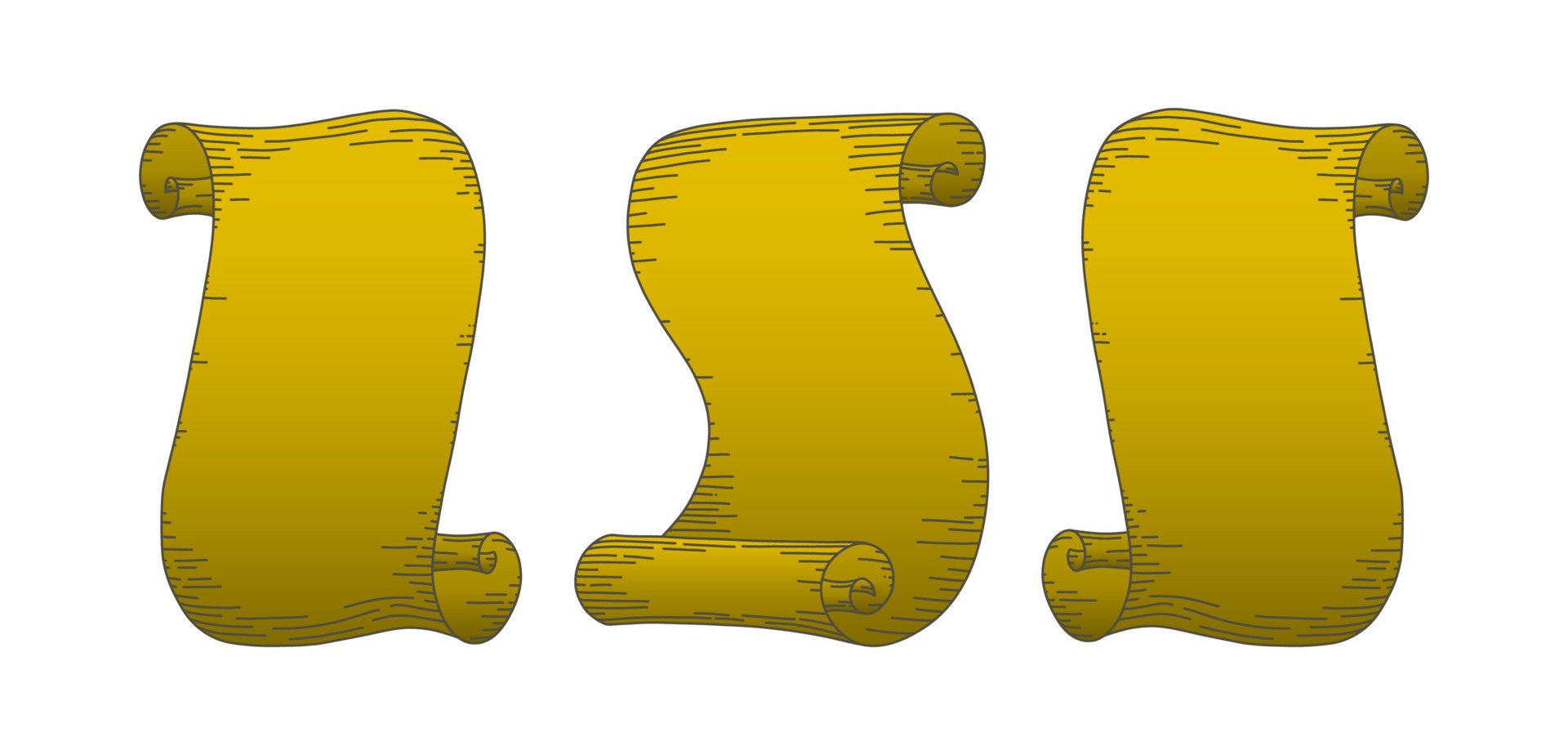 Parchment scrolls. Set of paper parchments isolated in white background