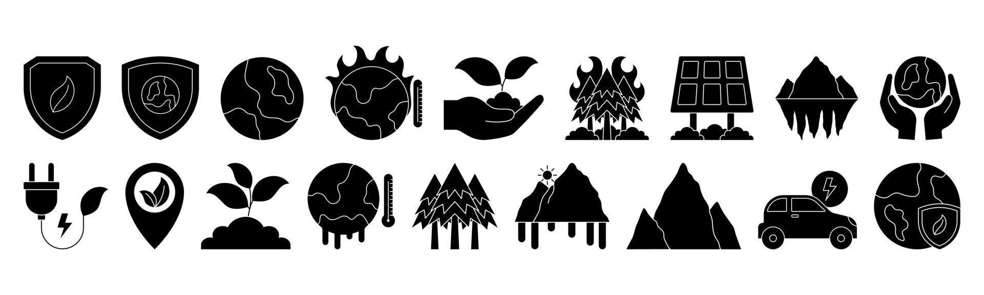 ilustración de vector de plantilla de diseño de conjunto de iconos de cambio climático