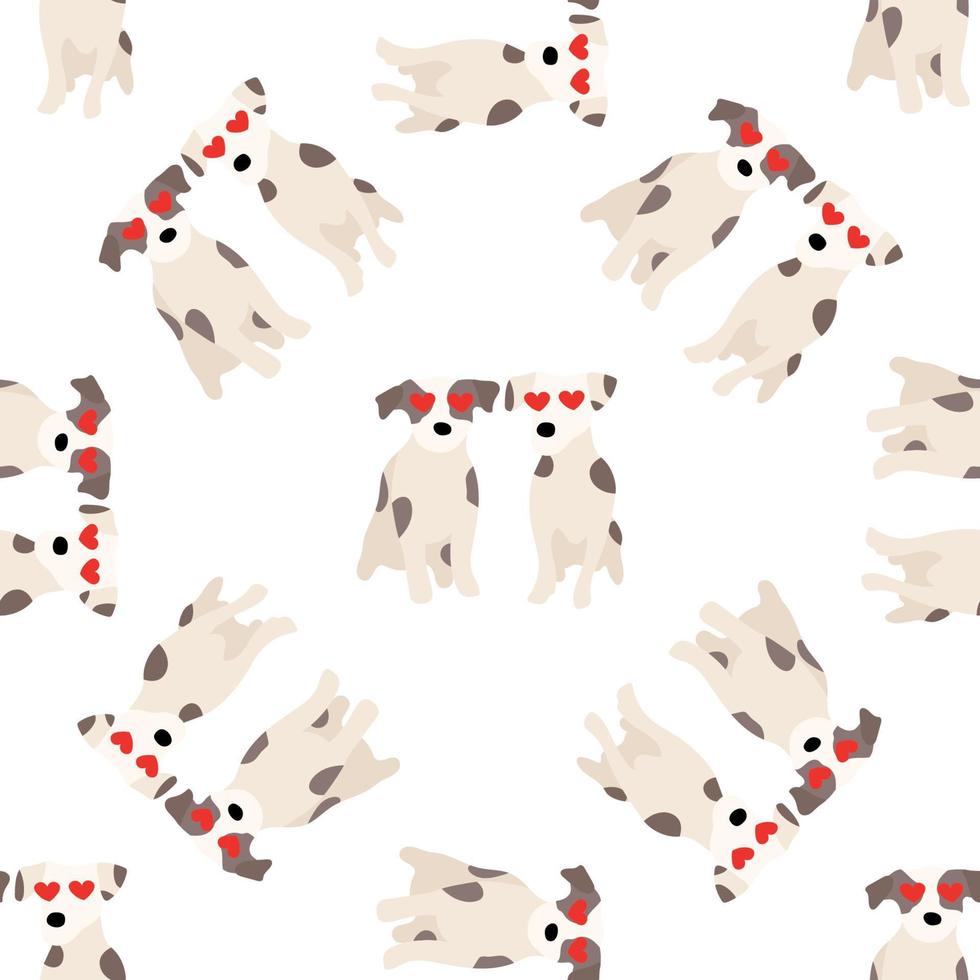 lindos perros jack russell terrier. animales del trasero. vector dibujado a mano de patrones sin fisuras. perfecto para bebés, ropa para niños, diseño de impresión, textil. Fondo blanco.