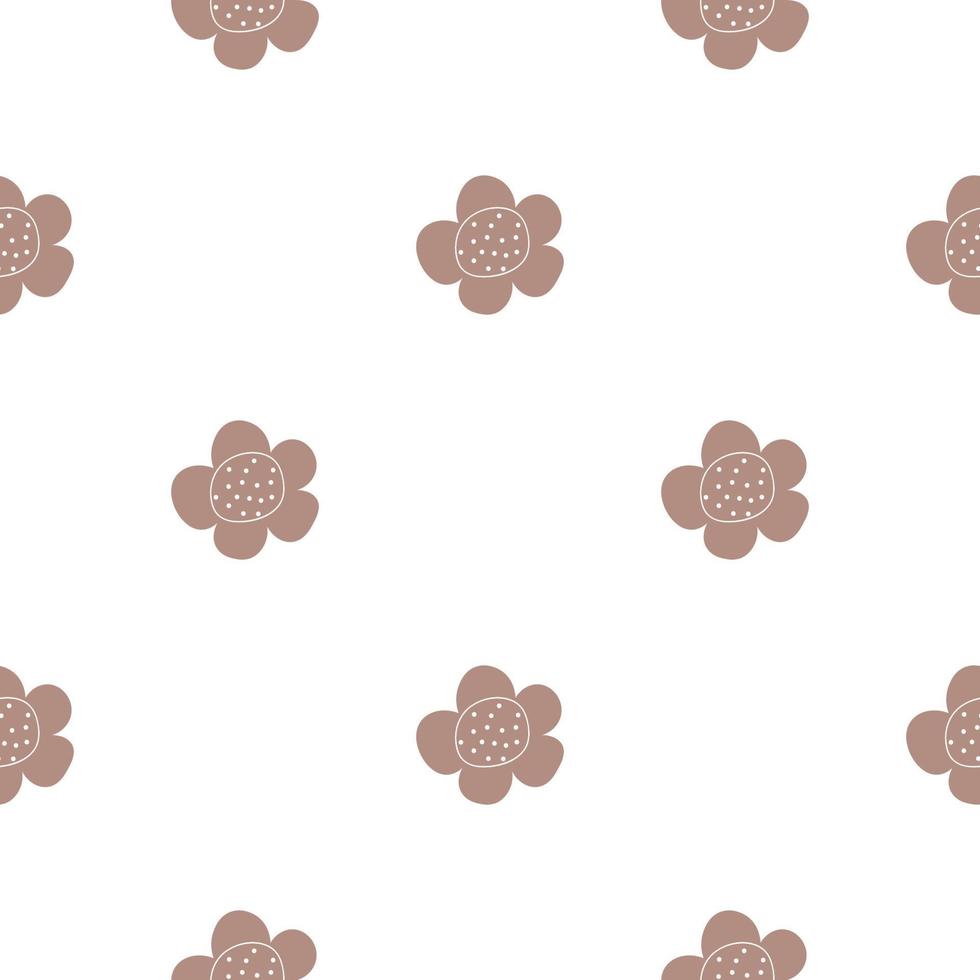 Floral seamless vector pattern with flowers. Spring flora. Simple hand-drawn kids style. Pretty ditsy for fabric, textile, wallpaper. Digital paper in white background