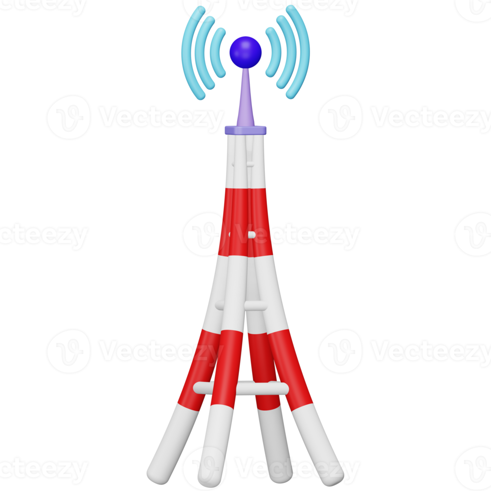 Broadcast tower 3d rendering isometric icon. png