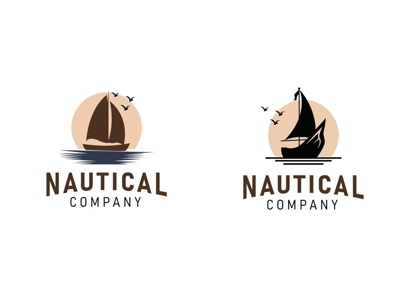 Sailboat vintage logo, poster. Nautical emblem with sailboat. vector